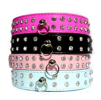 Double Row Crystal Rhinestone Dog Collars 10-20"