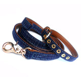 Blue Denim Fabric Dog Leads